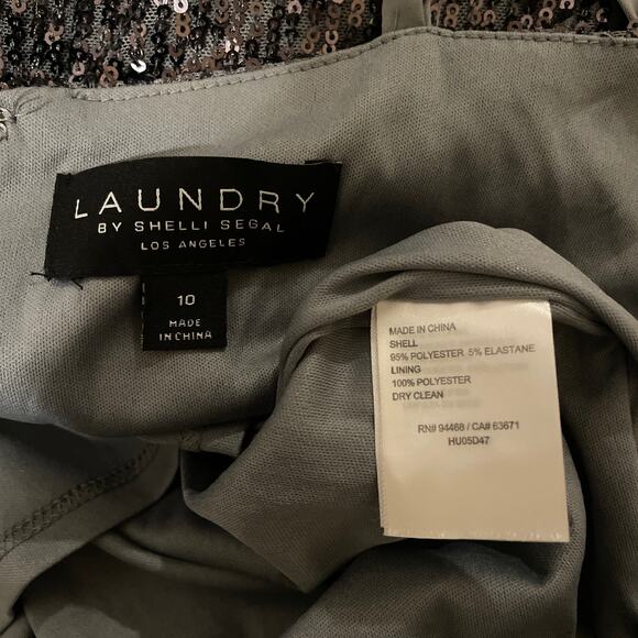 Laundry Shelli Segal  maxi dress size 10 y2k fairy black sequin mesh sparkle VTG - Picture 9 of 9